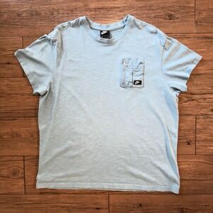 Nike Utility T Shirt Zip Pocket Short Sleeve Blue XXL